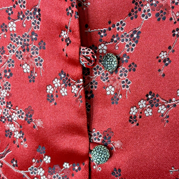 Vtg 80s Saks Ruth Norman NY Womens Jacket Size Med Asian Cheongsam Style Red USA - Picture 7 of 15